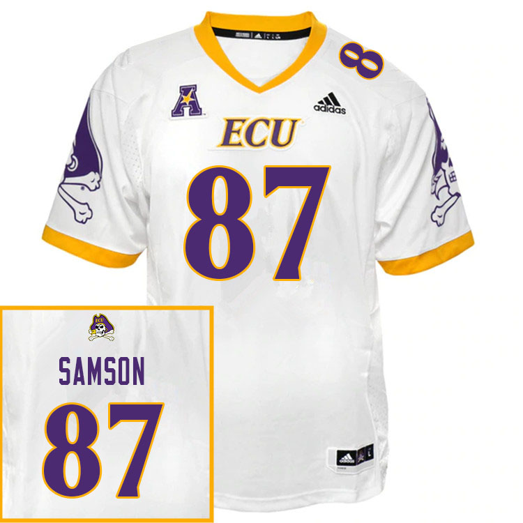 Men #87 Joseph Samson ECU Pirates College Football Jerseys Sale-White